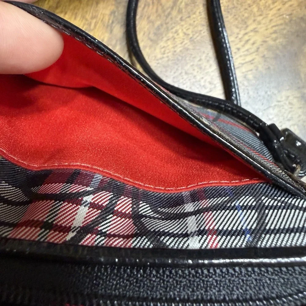 Coach poppy glitter tartan plaid crossbody purse bag and wallet wristlet Set Y2K